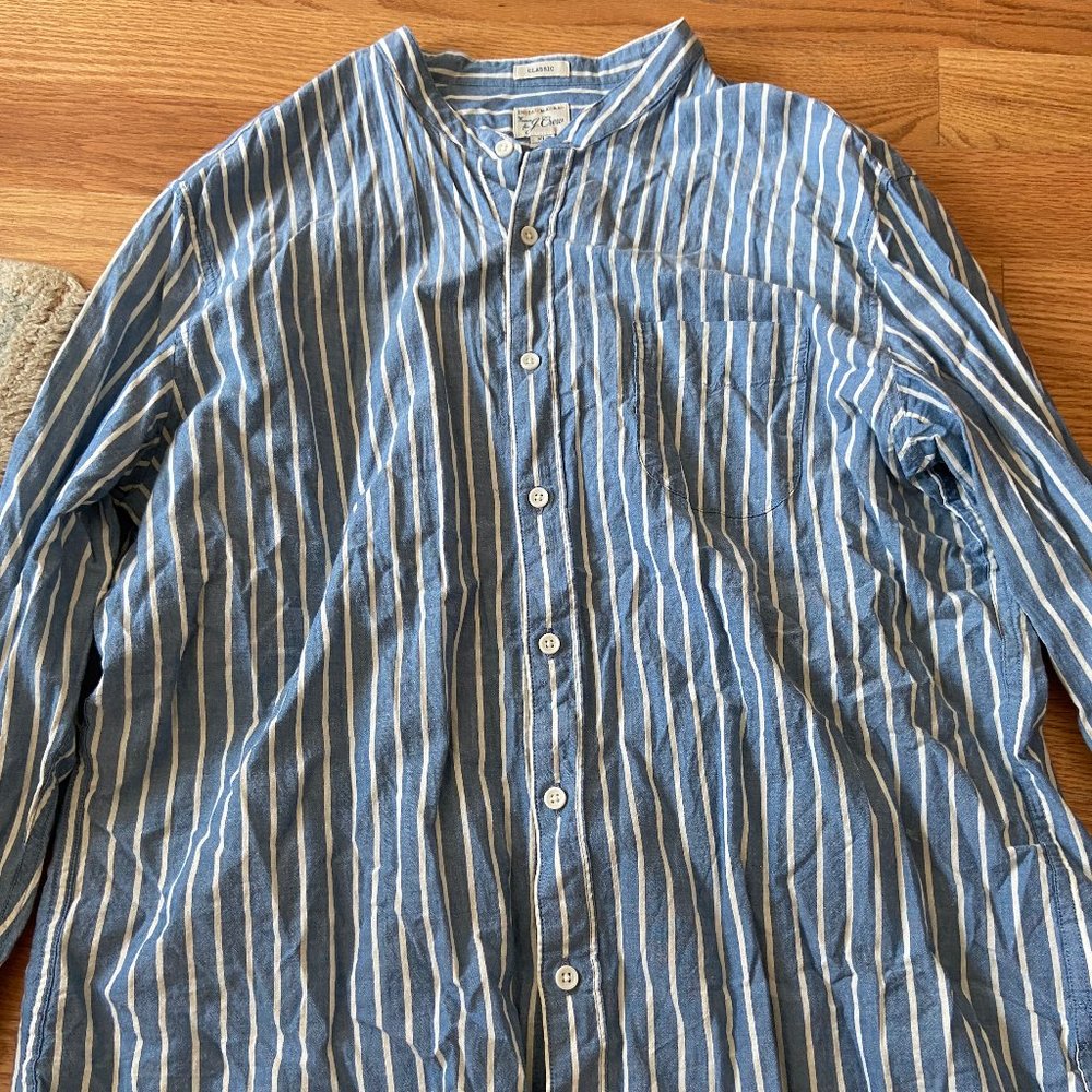 J. Crew Madras Band Collar Shirt XL